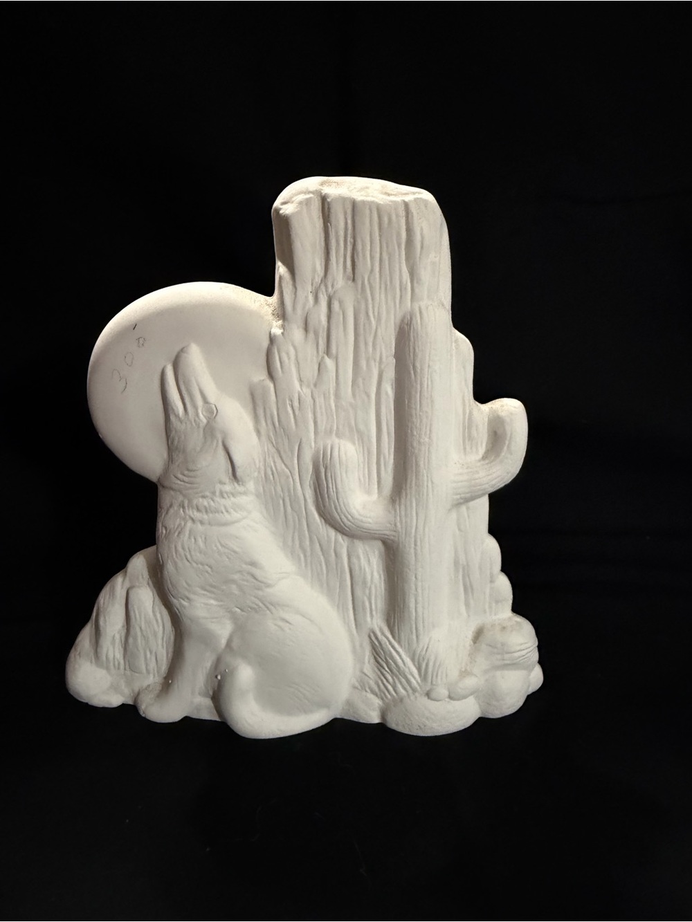 Unpainted Ceramic Desert Wolf Sculpture -
